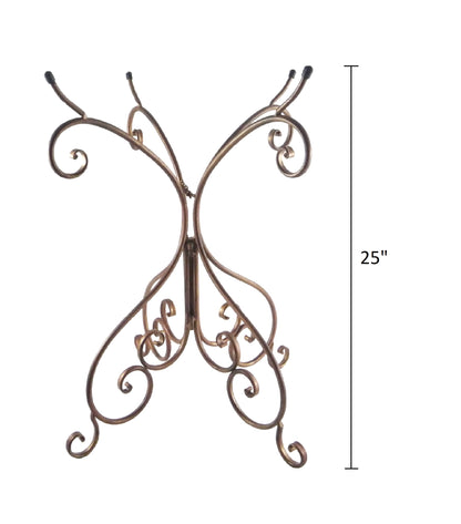 Antique Brown Fiber Clay Birdbath on Antique Bronze Metal Base - 28"