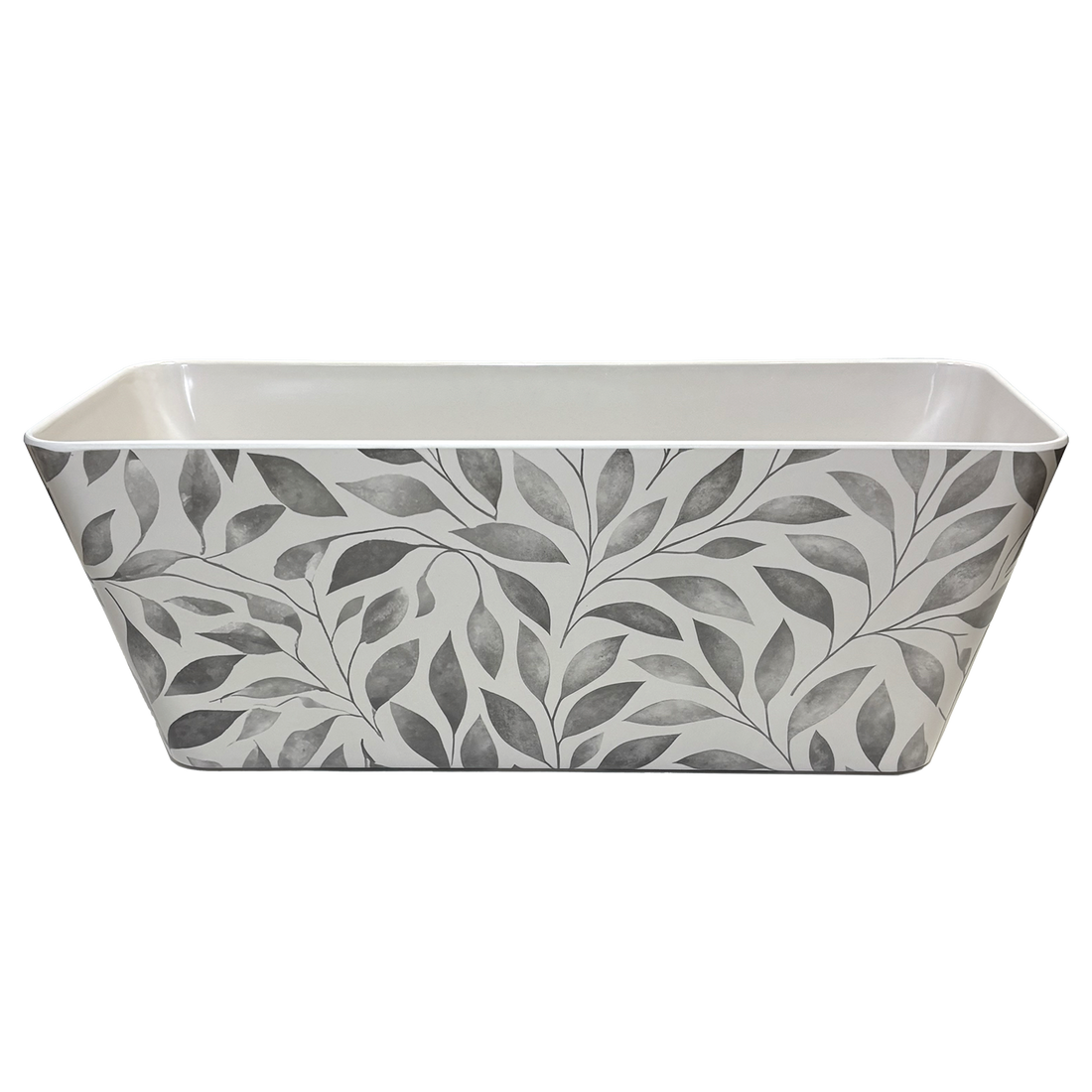 16" Rectangular Self-Watering Bamboo Planter - Gray Leaves