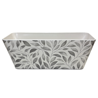 16" Rectangular Self-Watering Bamboo Planter - Gray Leaves