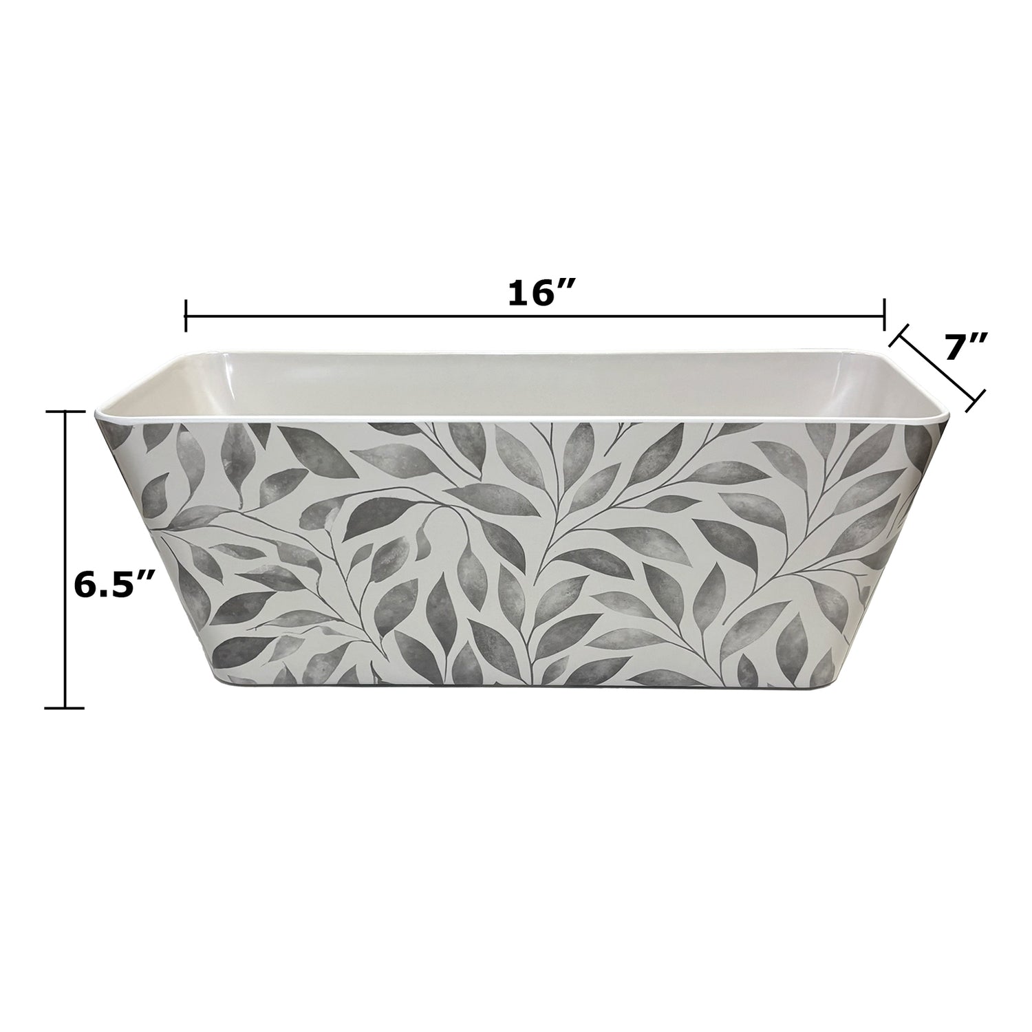 16" Rectangular Self-Watering Bamboo Planter - Gray Leaves