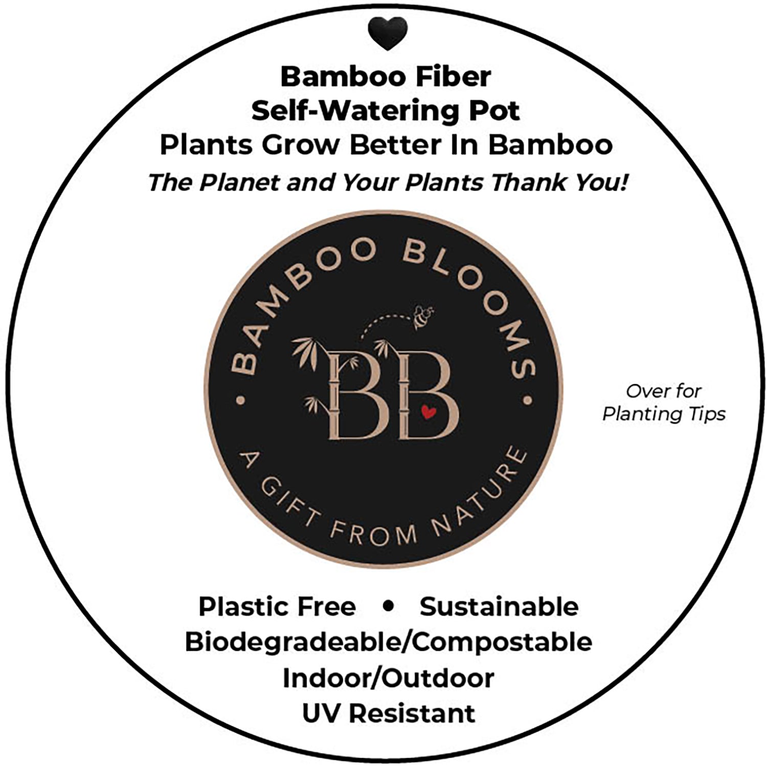 7" Round Self-Watering Bamboo Pot - Indigo