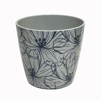 7" Round Self-Watering Bamboo Pot - Indigo Flower
