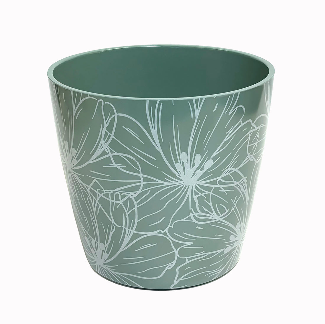 7" Round Self-Watering Bamboo Pot - Cream Flower