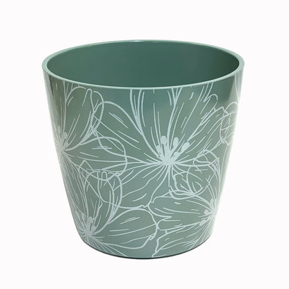 7" Round Self-Watering Bamboo Pot - Cream Flower