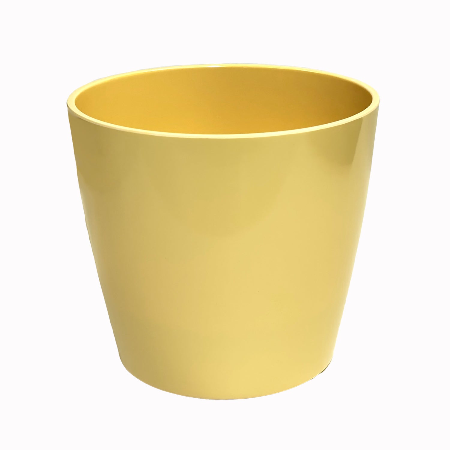 7" Round Self-Watering Bamboo Pot - Pale Yellow