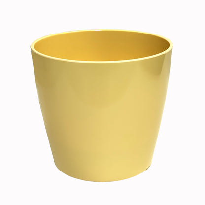 7" Round Self-Watering Bamboo Pot - Pale Yellow