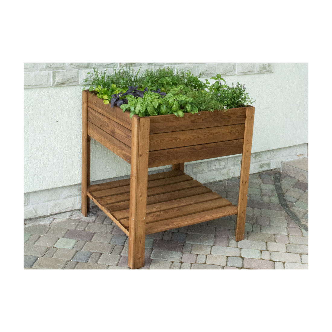 Square Raised Bed with Shelf