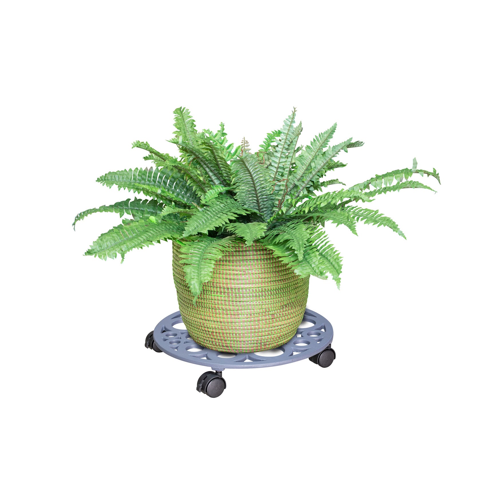 Cast Iron Plant Caddy - 15" Pewter Round