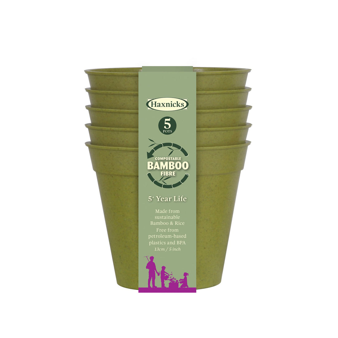 Bamboo Pot (5 pack) - 5" Green