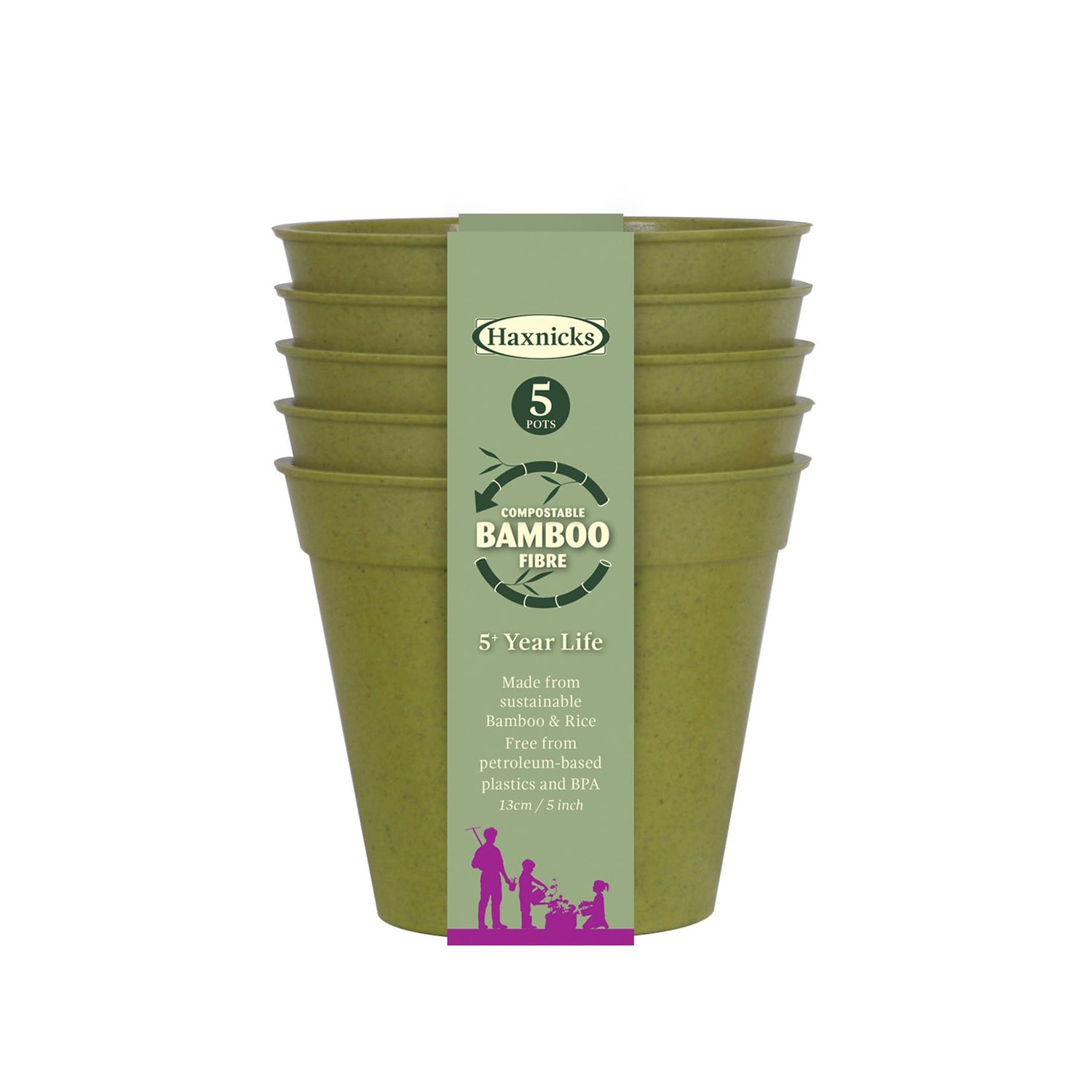 Bamboo Pot (5 pack) - 5" Green