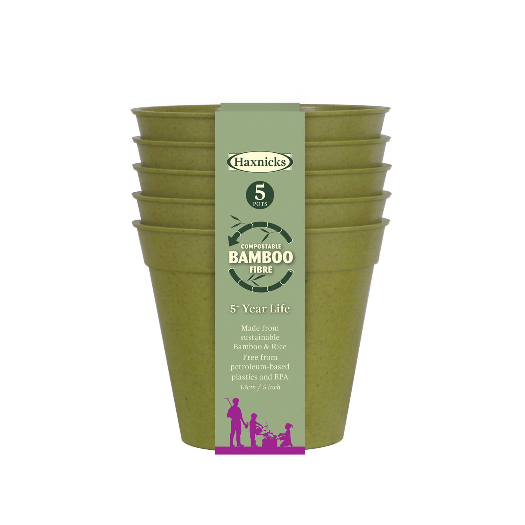 Bamboo Pot (5 pack) - 5" Green