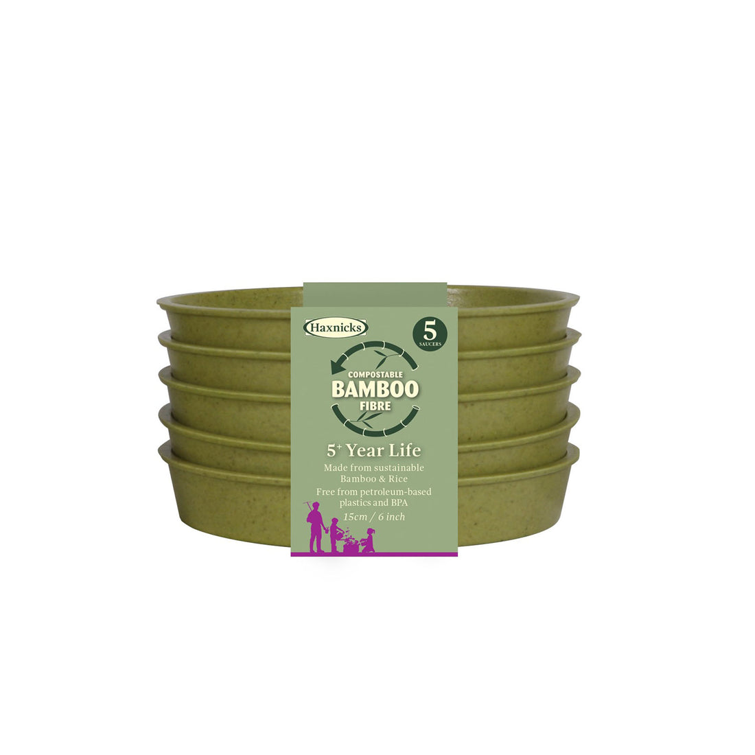 Bamboo Saucer (5 pack) - 6" Green