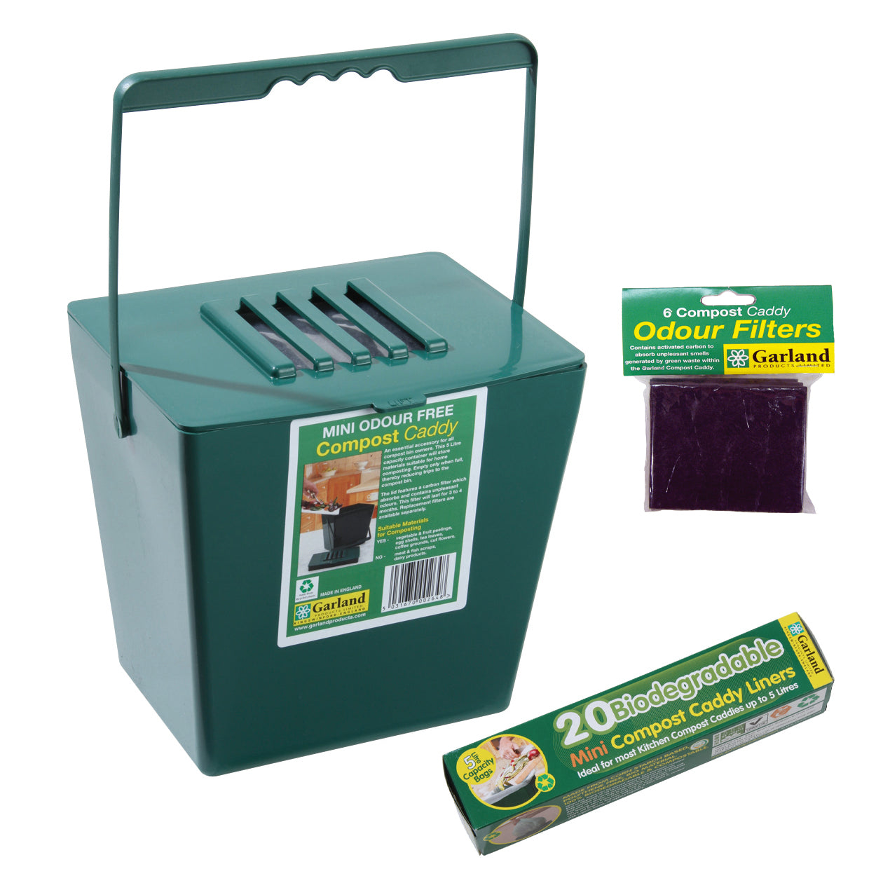Mini Compost Caddy with Replacement Filters &amp; Biodegradable Bags