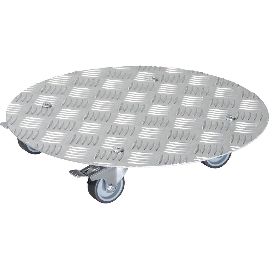 Aluminum Plant Caddy - 15" Silver Round Diamond Plated