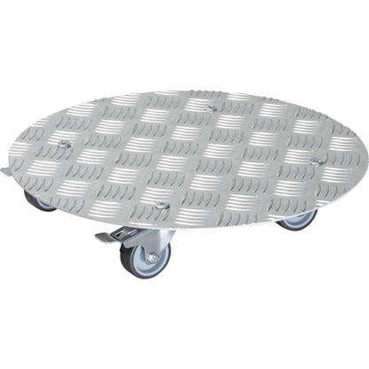 Aluminum Plant Caddy - 15" Silver Round Diamond Plated