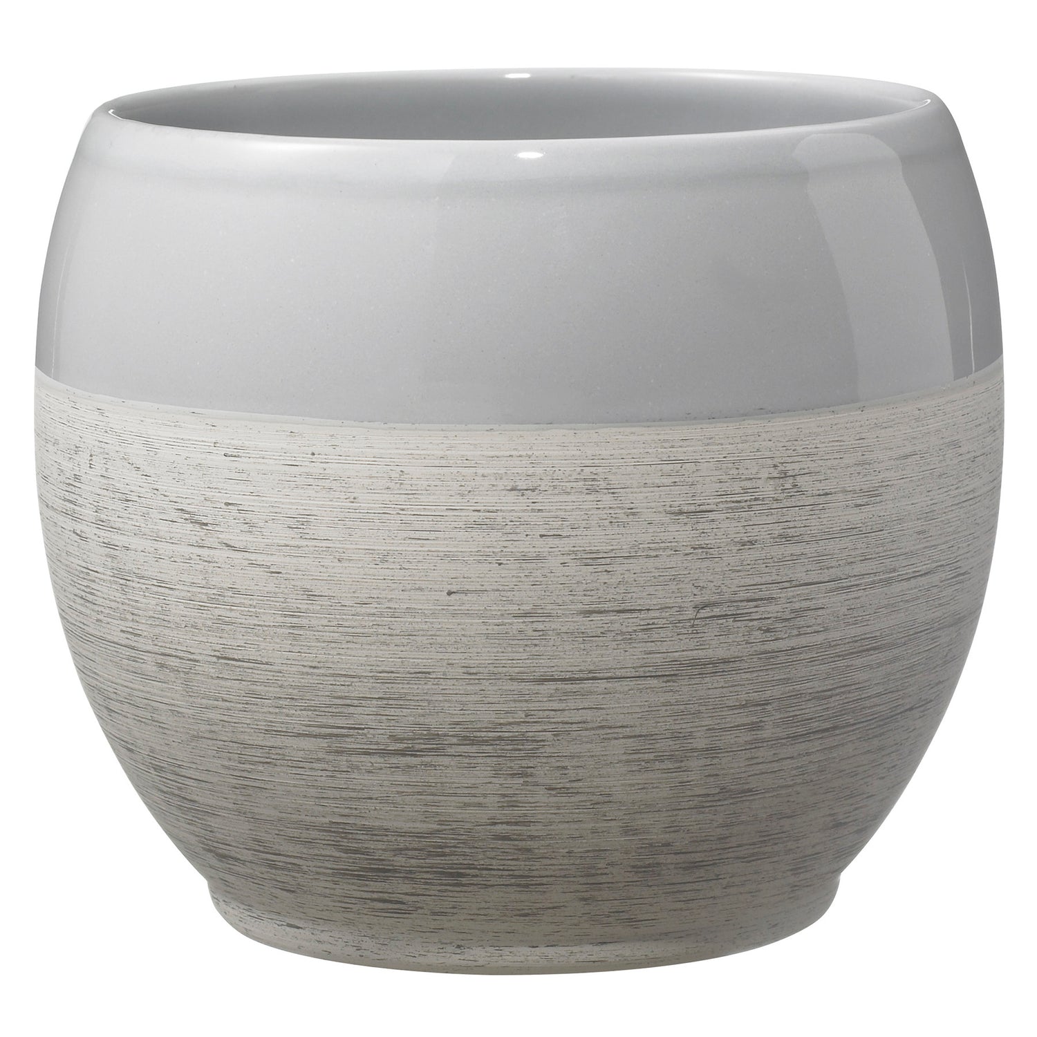 Alberta Fashion Ceramic Pot - 5.9" Shiny Wood Optics Gray