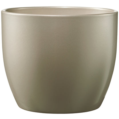 Basel Elegance Ceramic Pot - 6.3" Gray Beige Metallic