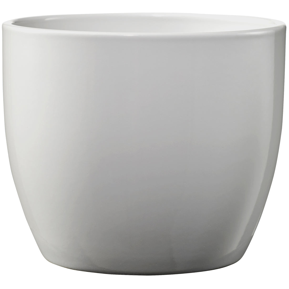 Basel Elegance Ceramic Pot - 6.3" Shiny Light Gray
