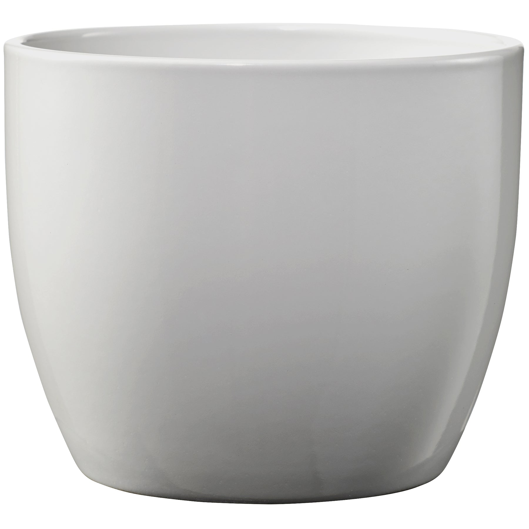 Basel Elegance Ceramic Pot - 6.3" Shiny Light Gray