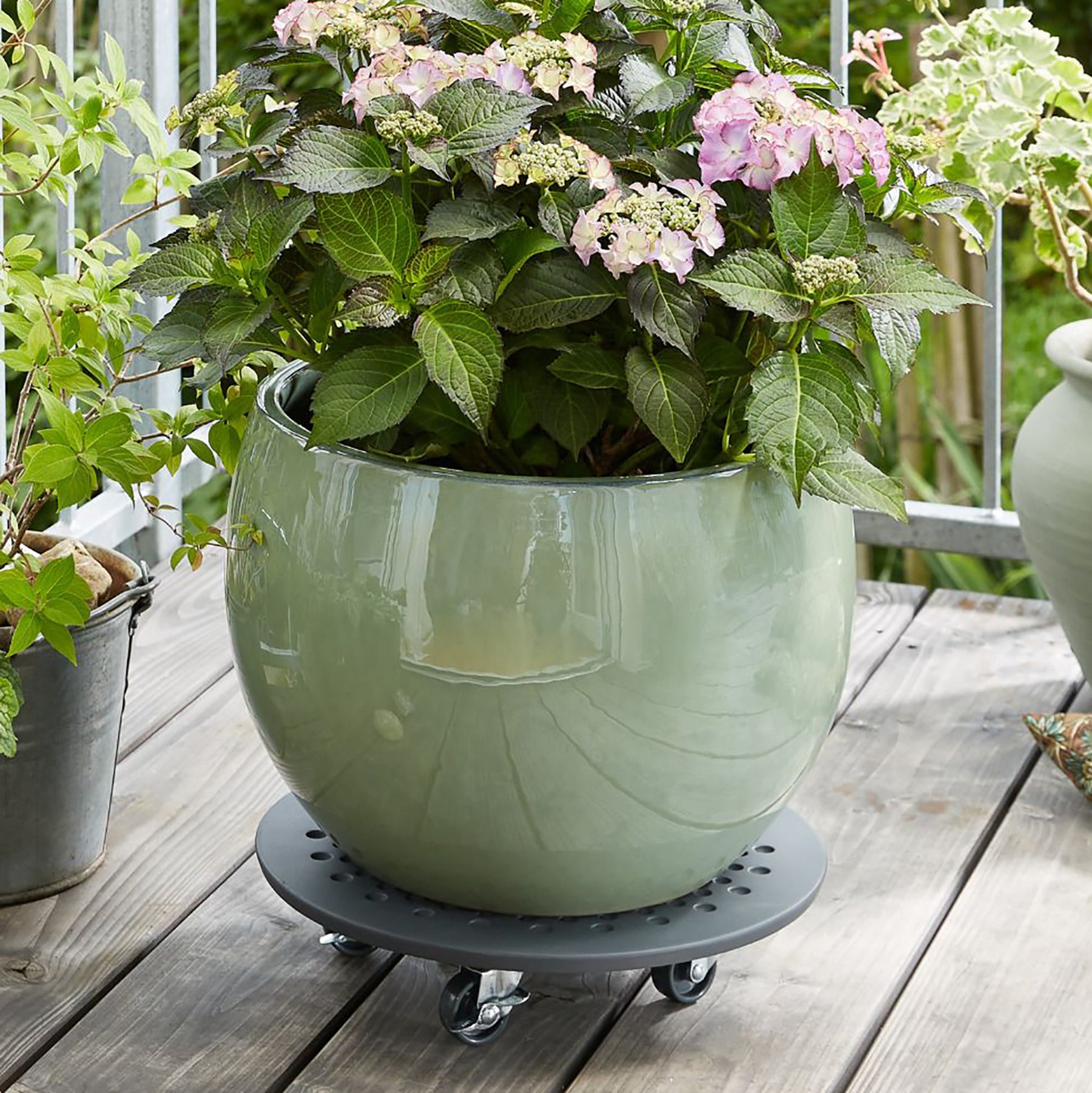 Charcoal Stone Plant Caddy - 13.4" Round
