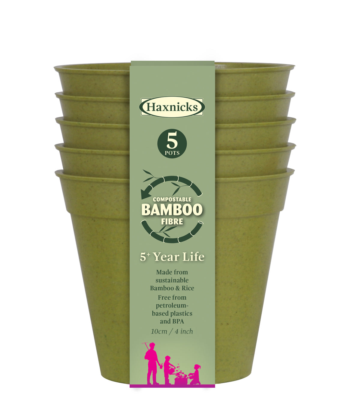 Bamboo Pot (5 pack) - 4" Green