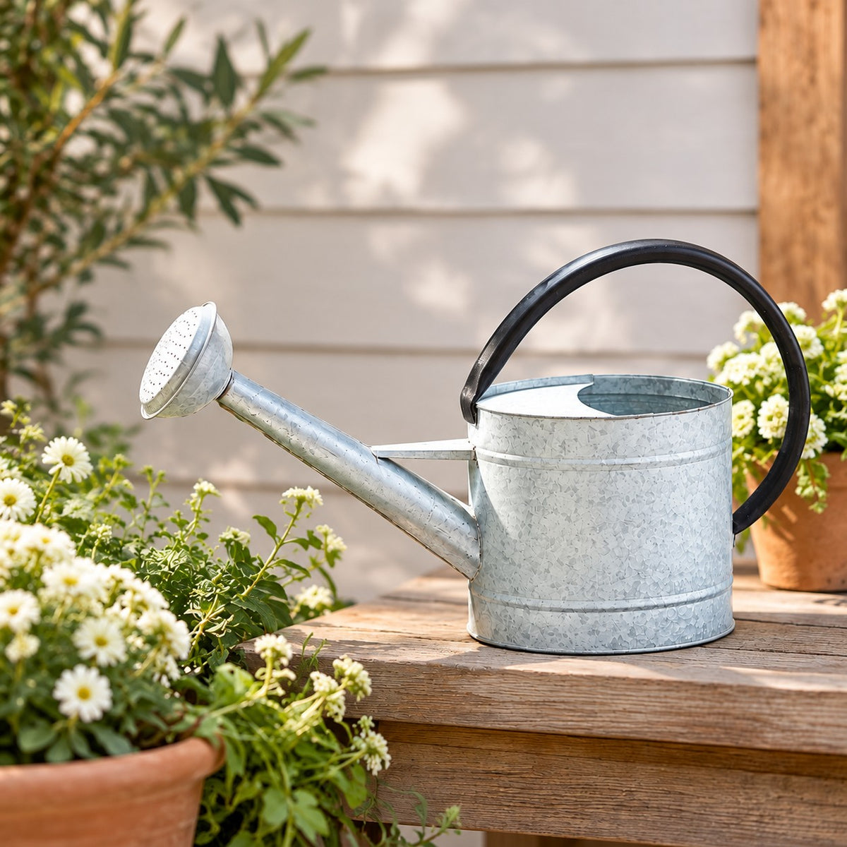 Aged Zinc Watering Can - 0.7 gal Oval