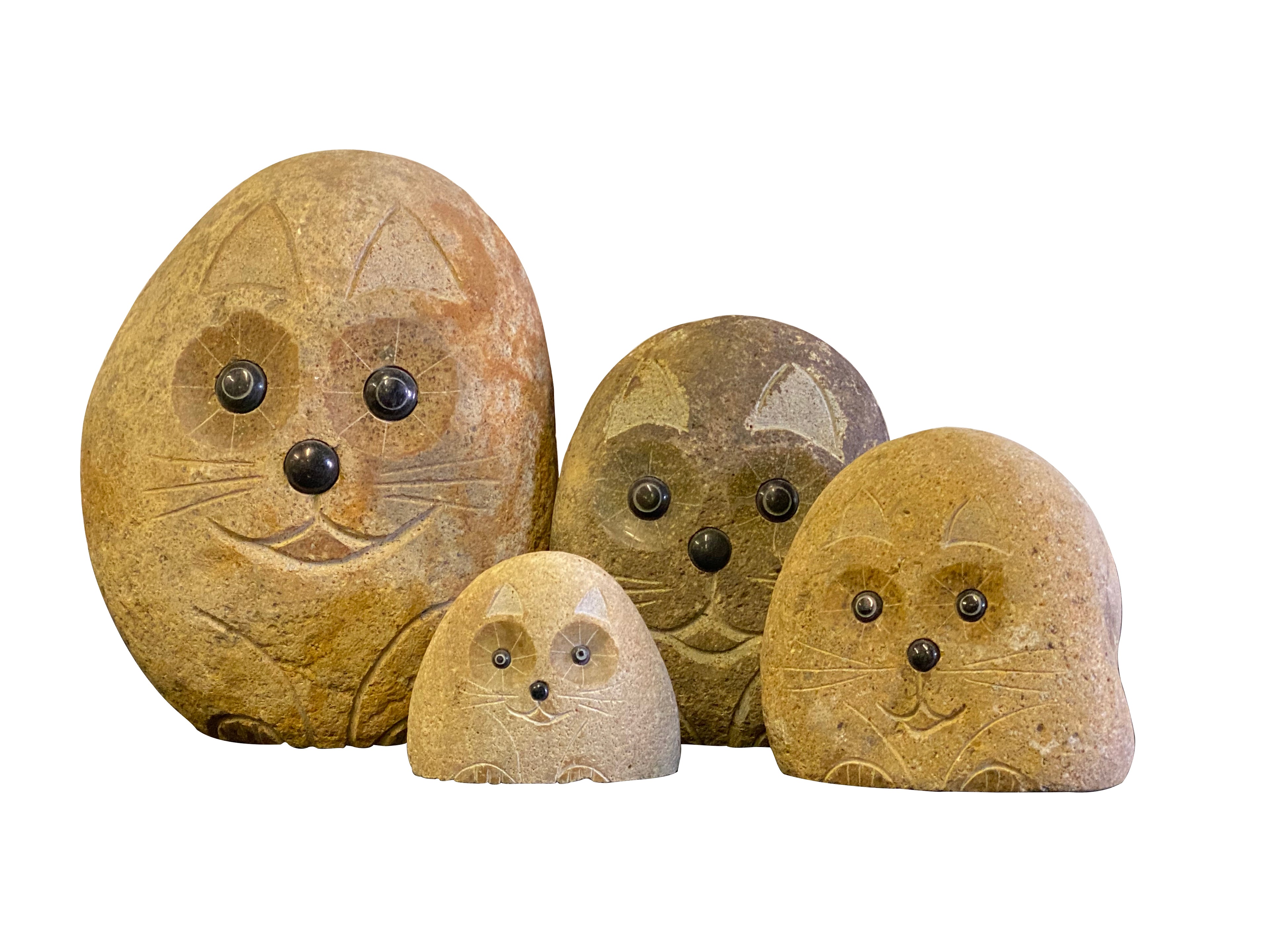 Family of Boulder Cats - 4 Pcs 4"H, 6"H, 8"H, 12"H