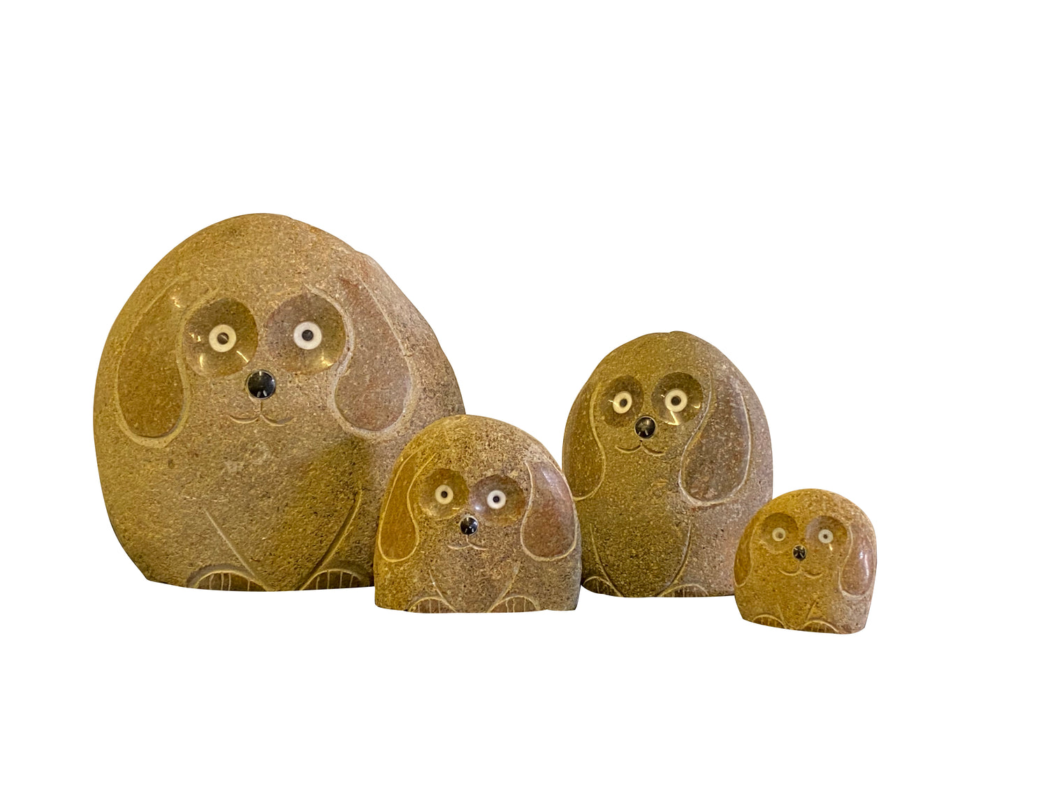 Family of Boulder Dogs - 4 Pcs 4"H, 8"H, 12"H