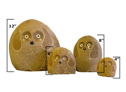 Family of Boulder Dogs - 4 Pcs 4"H, 8"H, 12"H