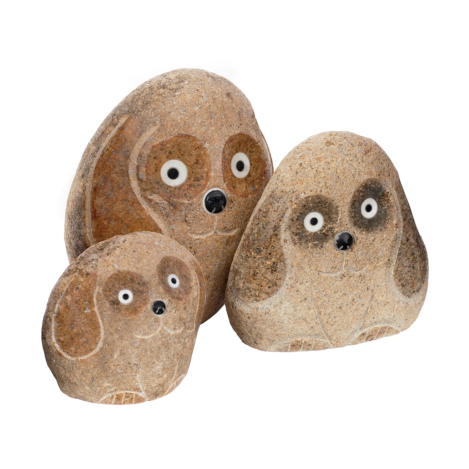 Family of Boulder Dogs - 3 Pcs 4"H, 6"H, 8"H