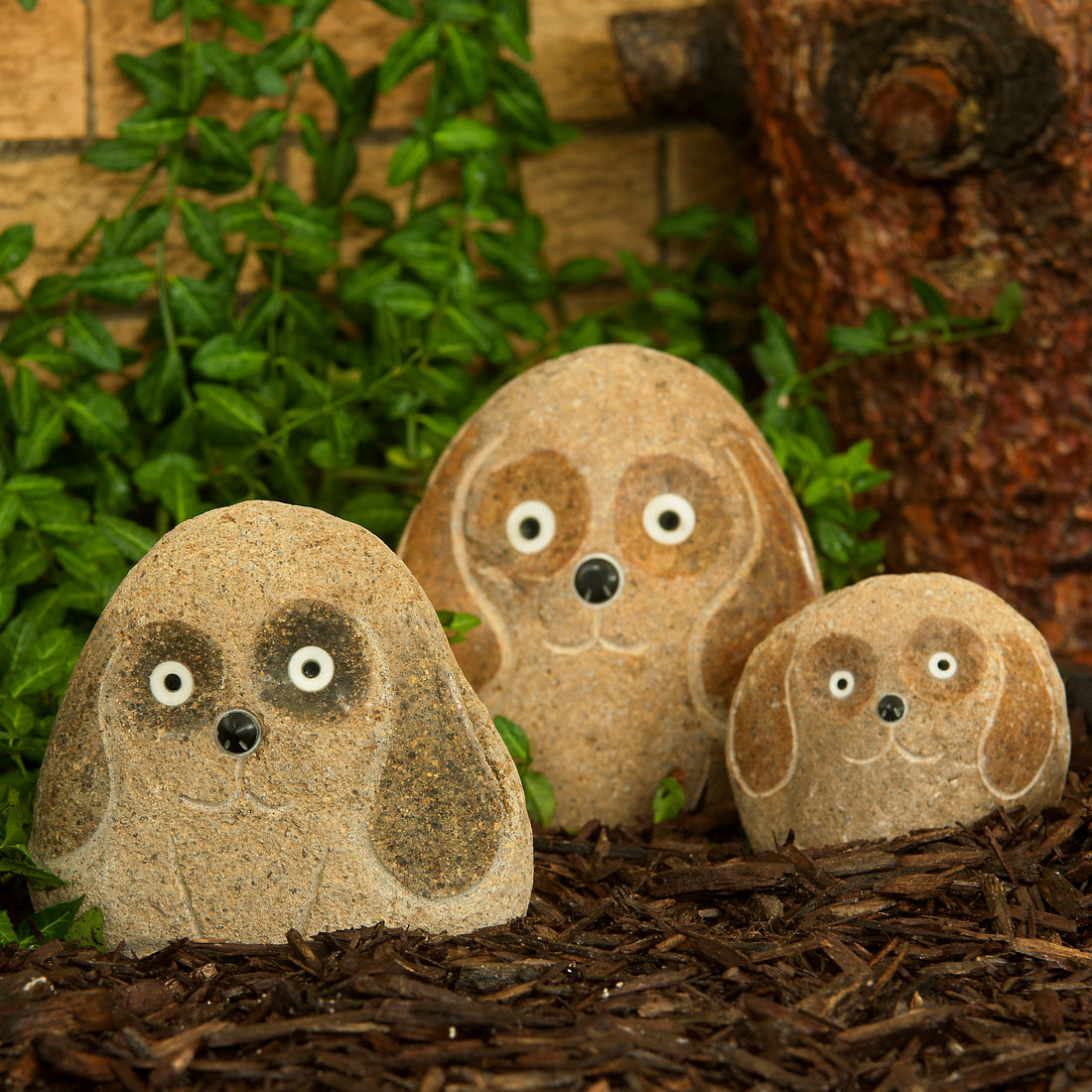 Family of Boulder Dogs - 3 Pcs 4"H, 6"H, 8"H