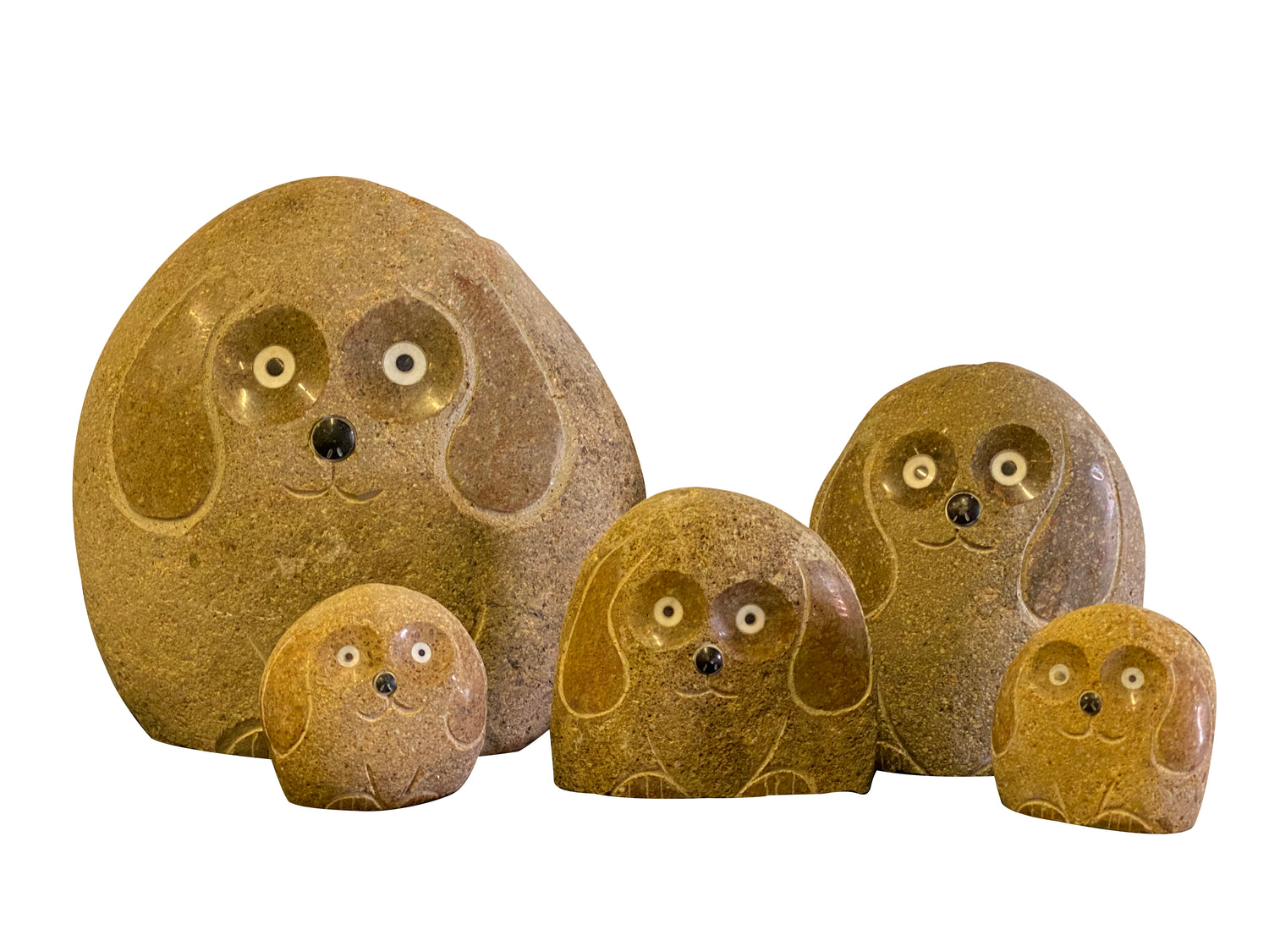Family of Boulder Dogs - 5 Pcs 4"H, 6H"H, 8"H, 12"