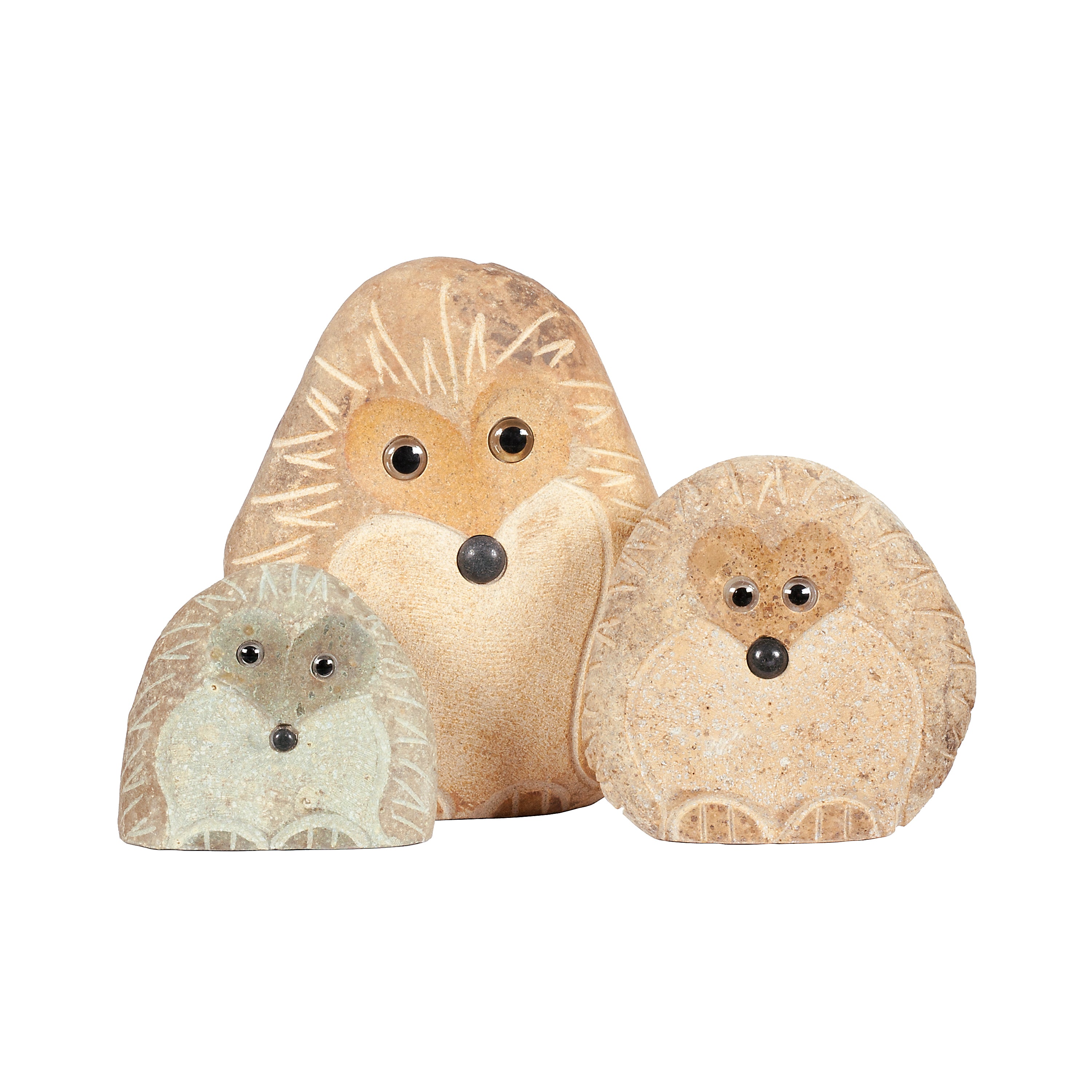 Family of Boulder Standing Hedgehogs - 3 Pcs 4"H, 6"H, 8"H