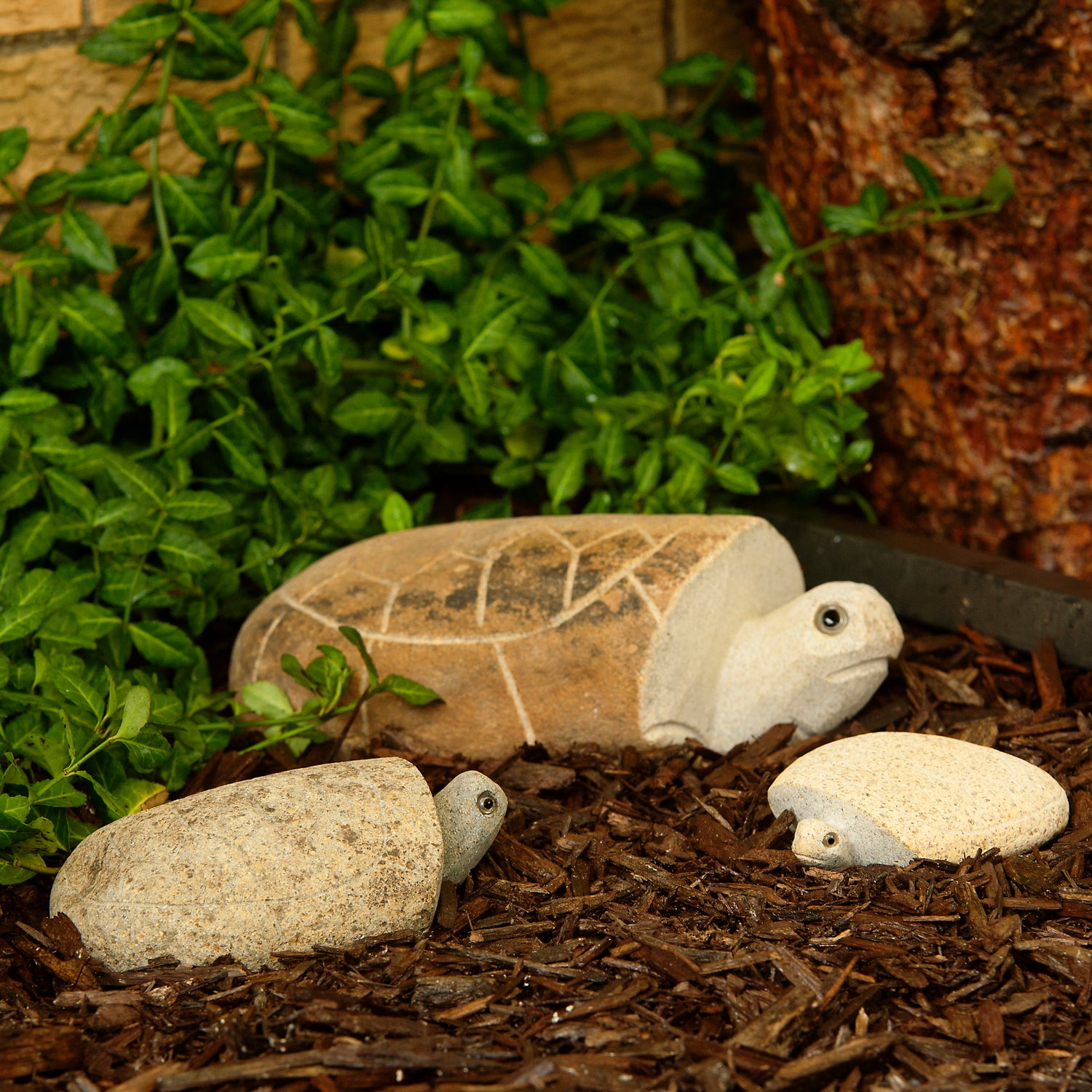 Family of Boulder Turtles - 3 Pcs 4"H, 6"H, 10"H
