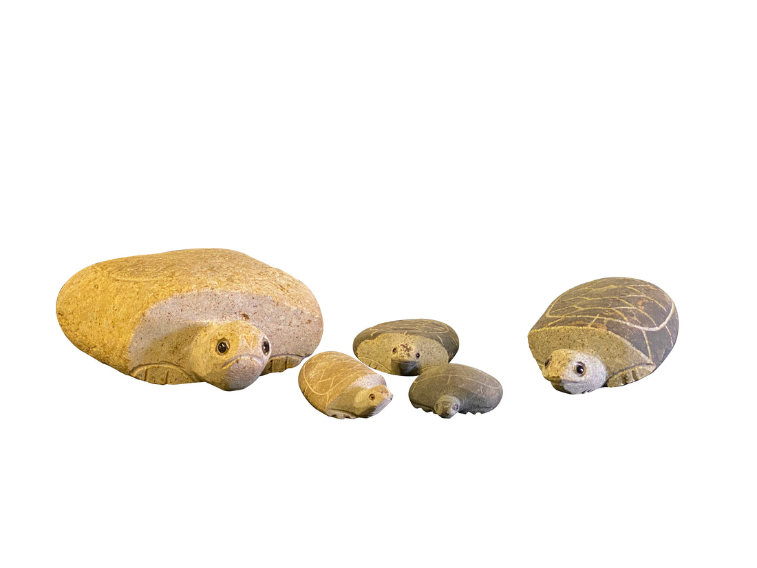 Family of Boulder Turtles - 5 Pcs 4"H, 6"H, 10"H, 14"H