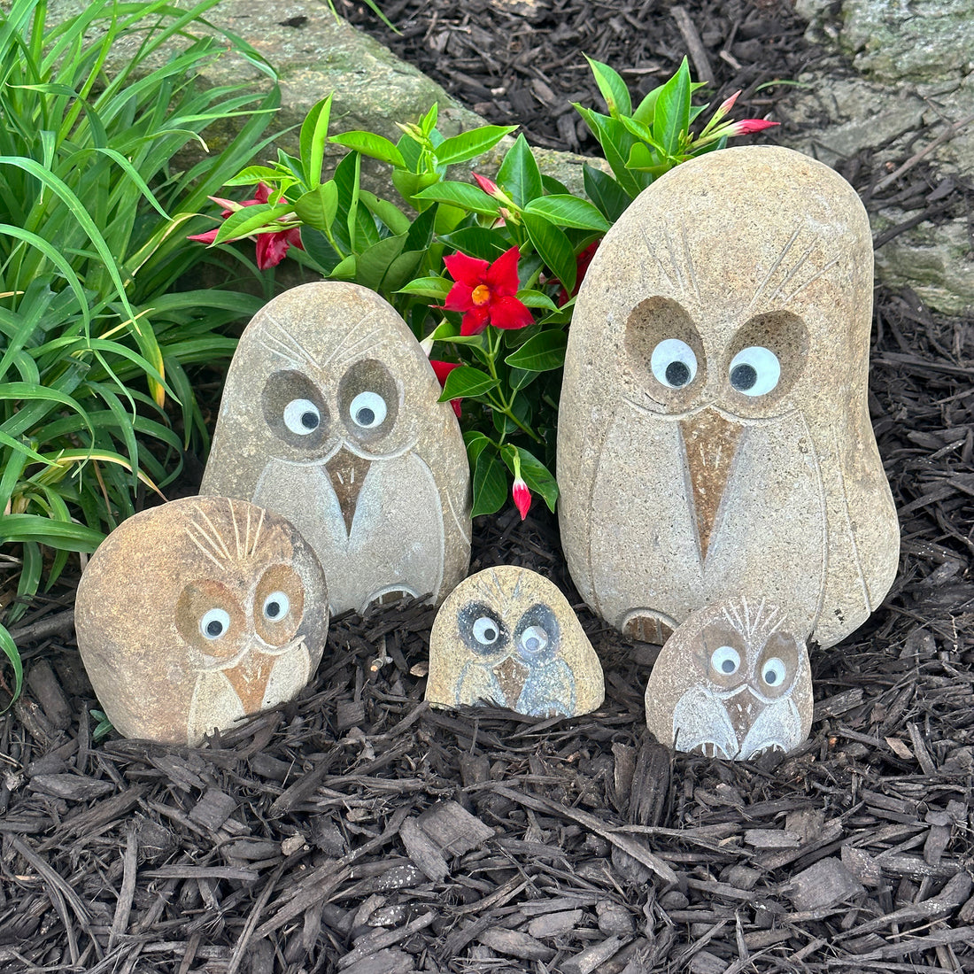 Family of Boulder Angry Birds - 5 Pcs 4"H, 6"H, 8"H, 12"H