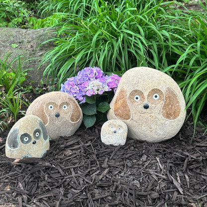 Family of Boulder Dogs - 4 Pcs 4"H, 8"H, 12"H