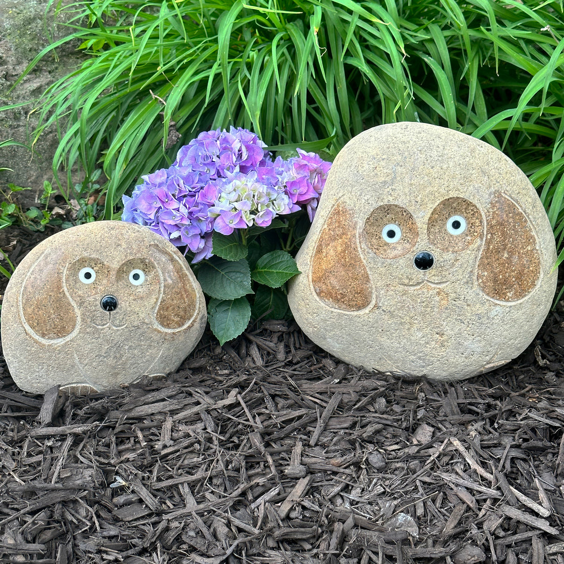Family of Boulder Dogs - 2 Pcs 8"H, 12"H