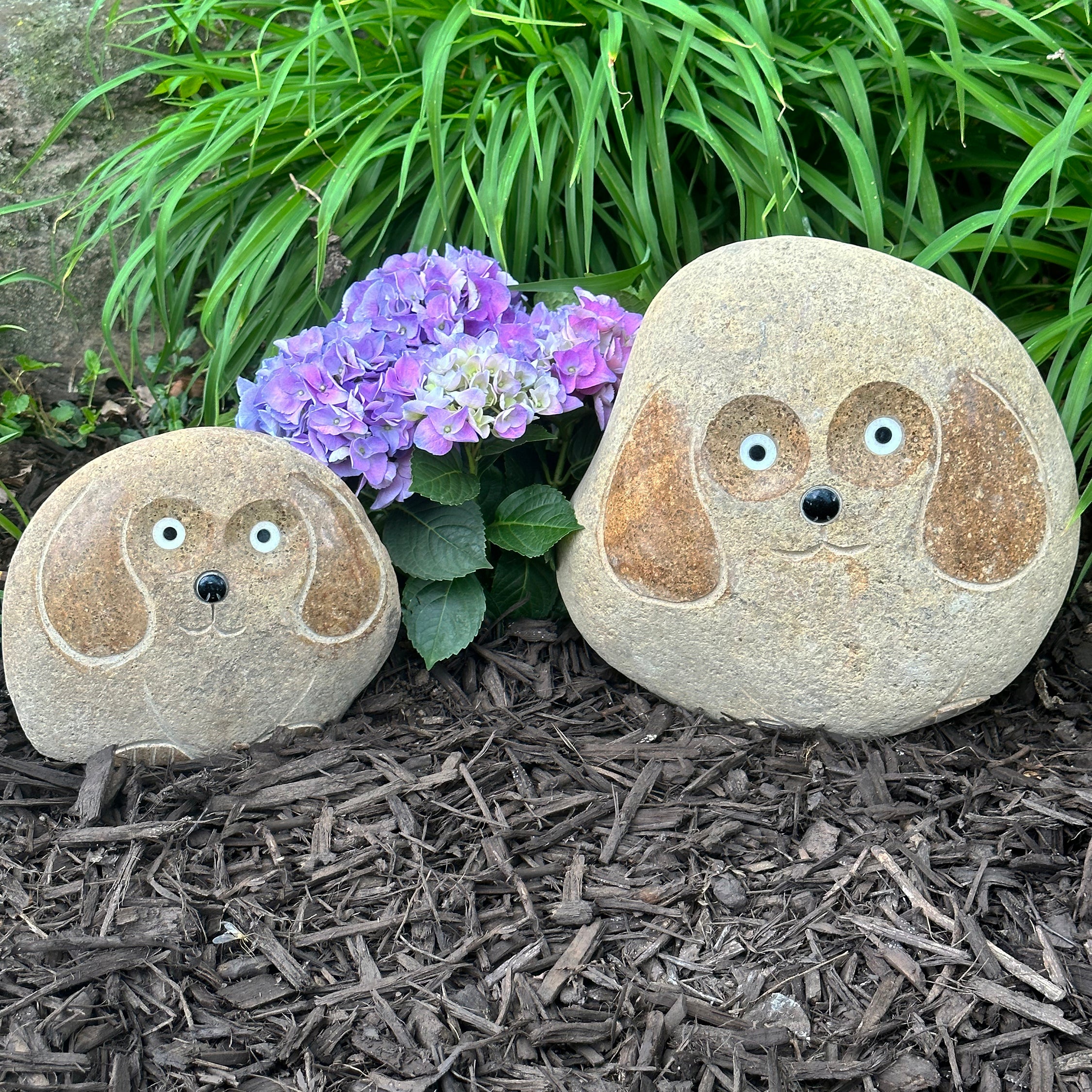 Family of Boulder Dogs - 2 Pcs 8"H, 12"H