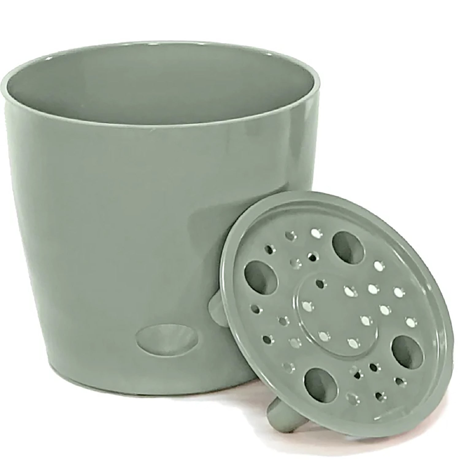 7" Round Self-Watering Bamboo Pot - Sage Green