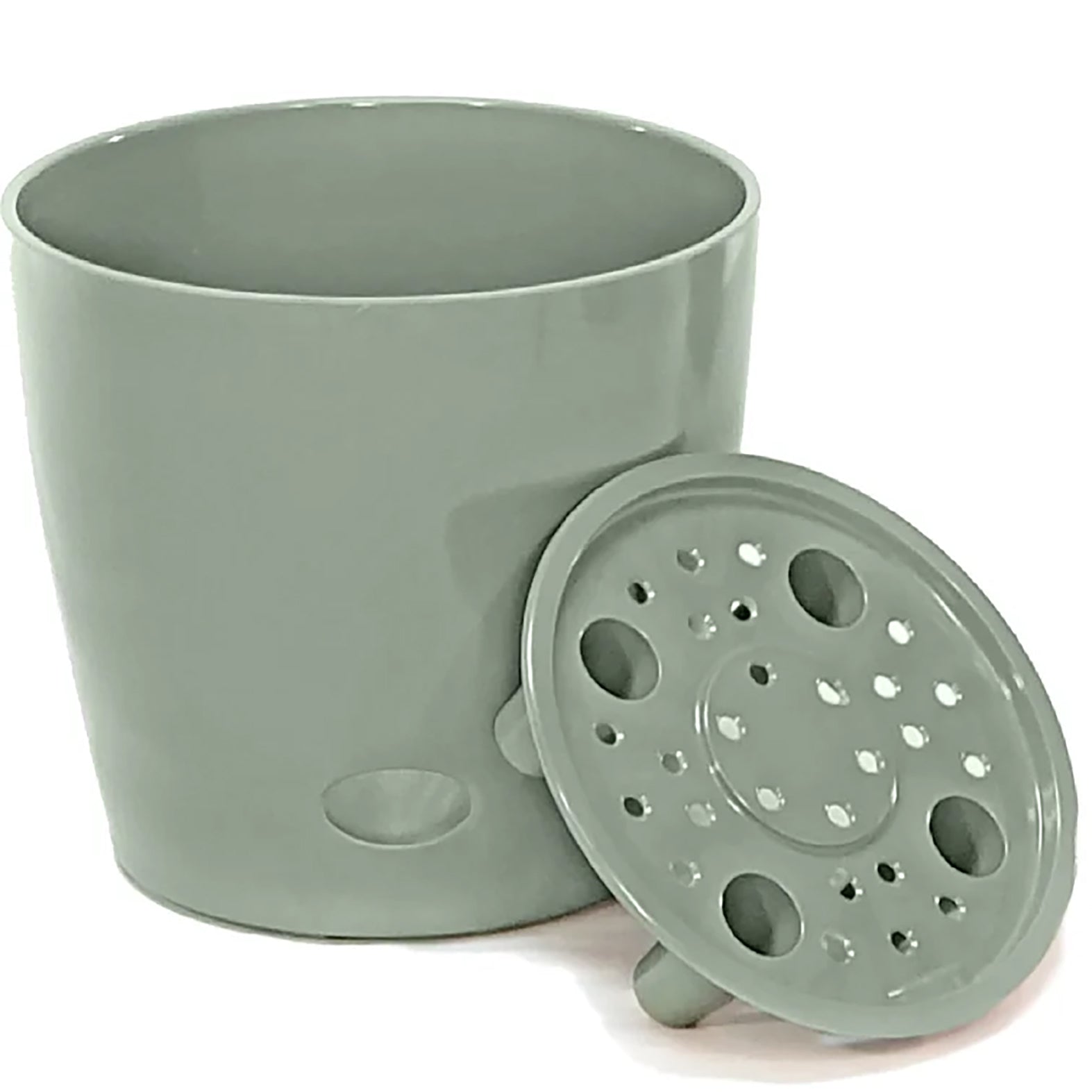 7" Round Self-Watering Bamboo Pot - Sage Green
