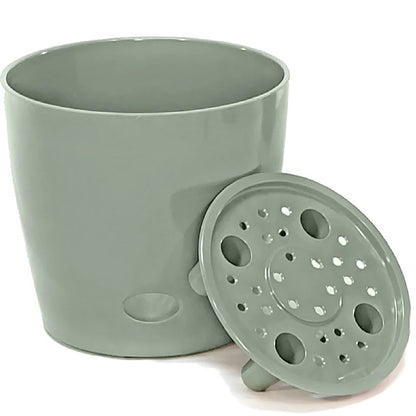 7" Round Self-Watering Bamboo Pot - Sage Green