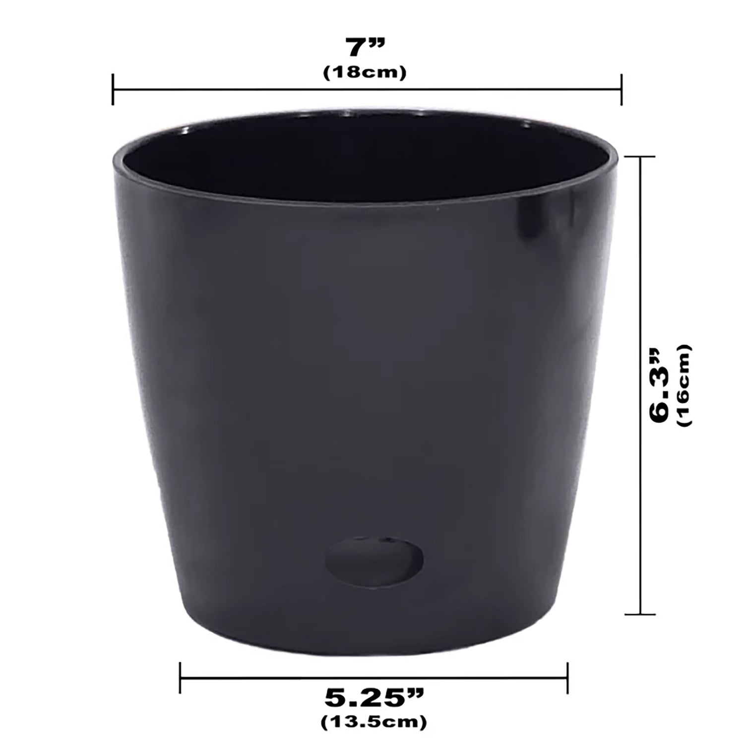 7" Round Self-Watering Bamboo Pot - Black