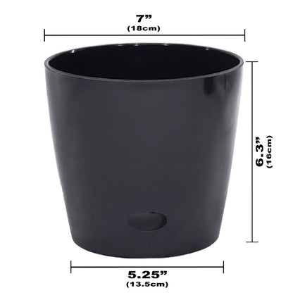 7" Round Self-Watering Bamboo Pot - Black