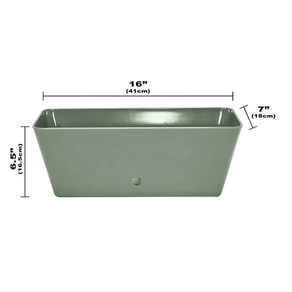 16" Rectangular Self-Watering Bamboo Planter - Sage Green