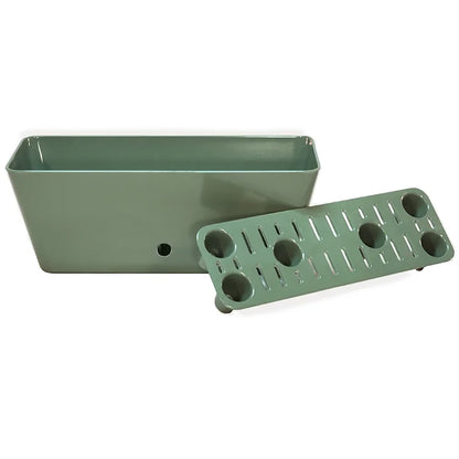 16" Rectangular Self-Watering Bamboo Planter - Sage Green
