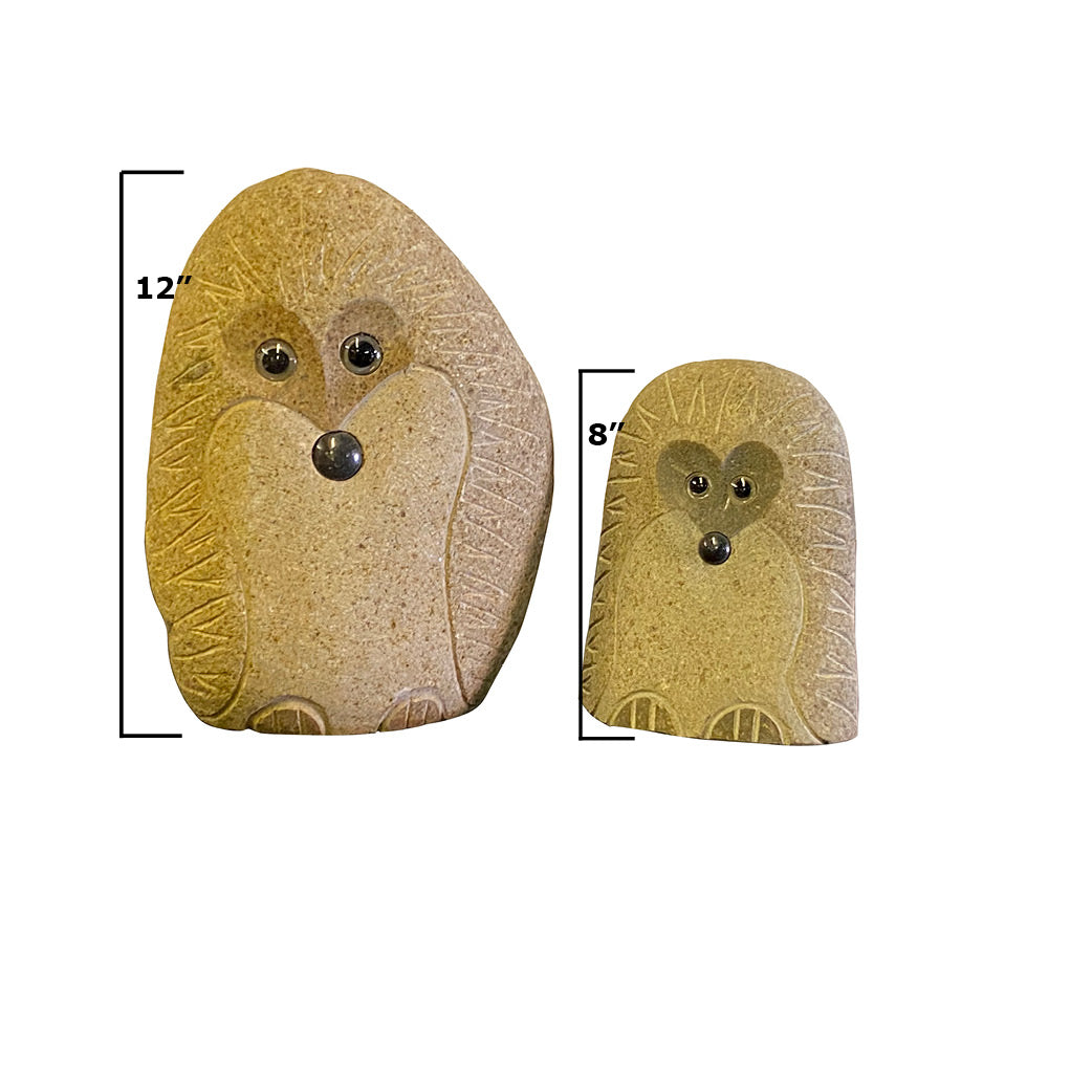 Family of Boulder Standing Hedgehogs - 2 Pcs 8"H, 12"H