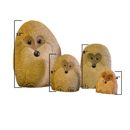 Family of Boulder Standing Hedgehogs - 4 Pcs 4"H, 6"H, 8"H, 12"H