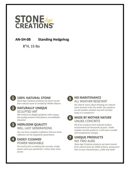 Boulder Standing Hedgehog - 8" H