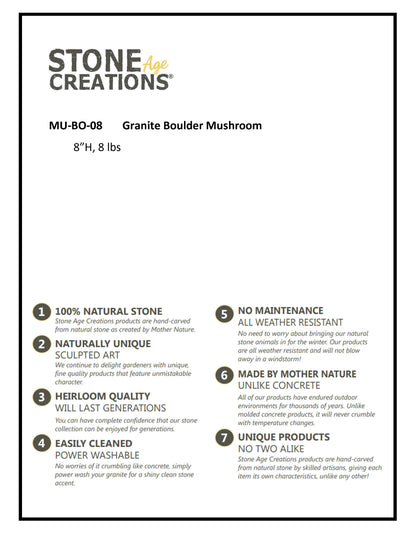 Boulder Mushroom - 8" H